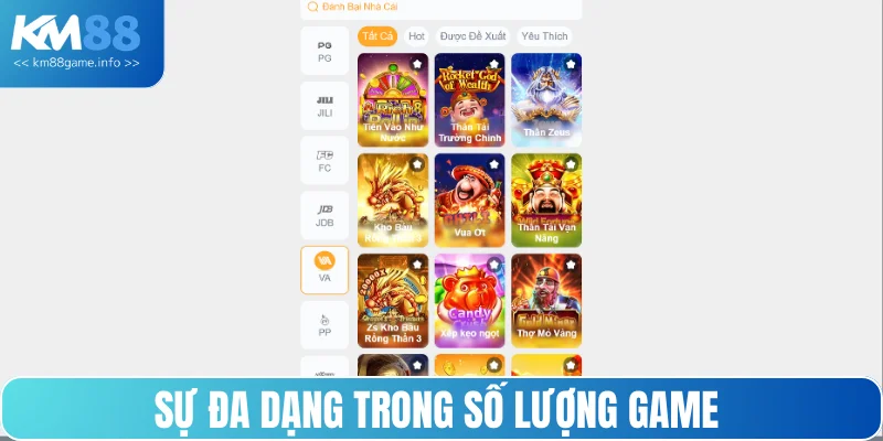 Sự đa dạng trong số lượng game 